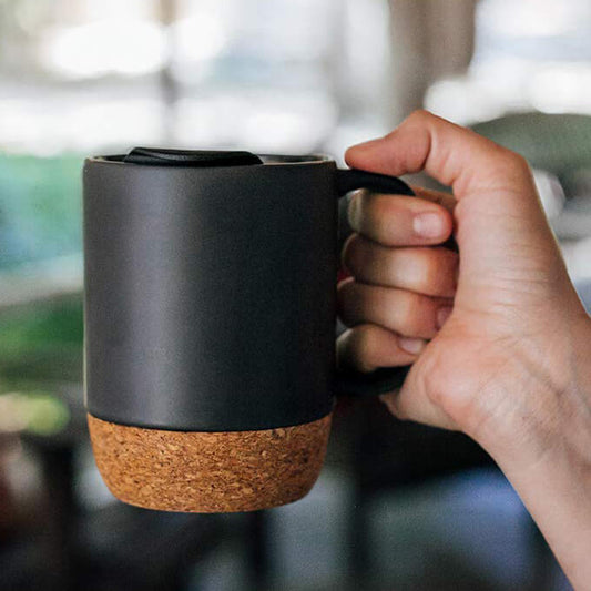 Black Mug with Cork Base