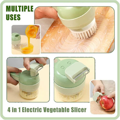 Karren Lenzaa™ 4-in-1 Portable Electric Vegetable Cutter – Wireless Food Chopper