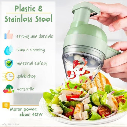Karren Lenzaa™ 4-in-1 Portable Electric Vegetable Cutter – Wireless Food Chopper
