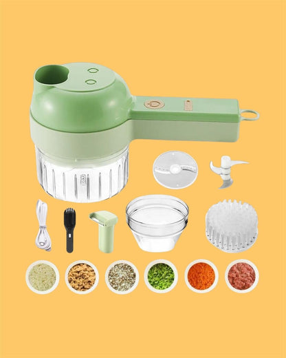 Karren Lenzaa™ 4-in-1 Portable Electric Vegetable Cutter – Wireless Food Chopper