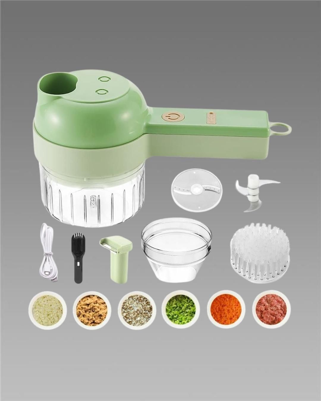 Karren Lenzaa™ 4-in-1 Portable Electric Vegetable Cutter – Wireless Food Chopper
