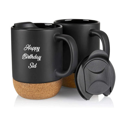 Black Mug with Cork Base